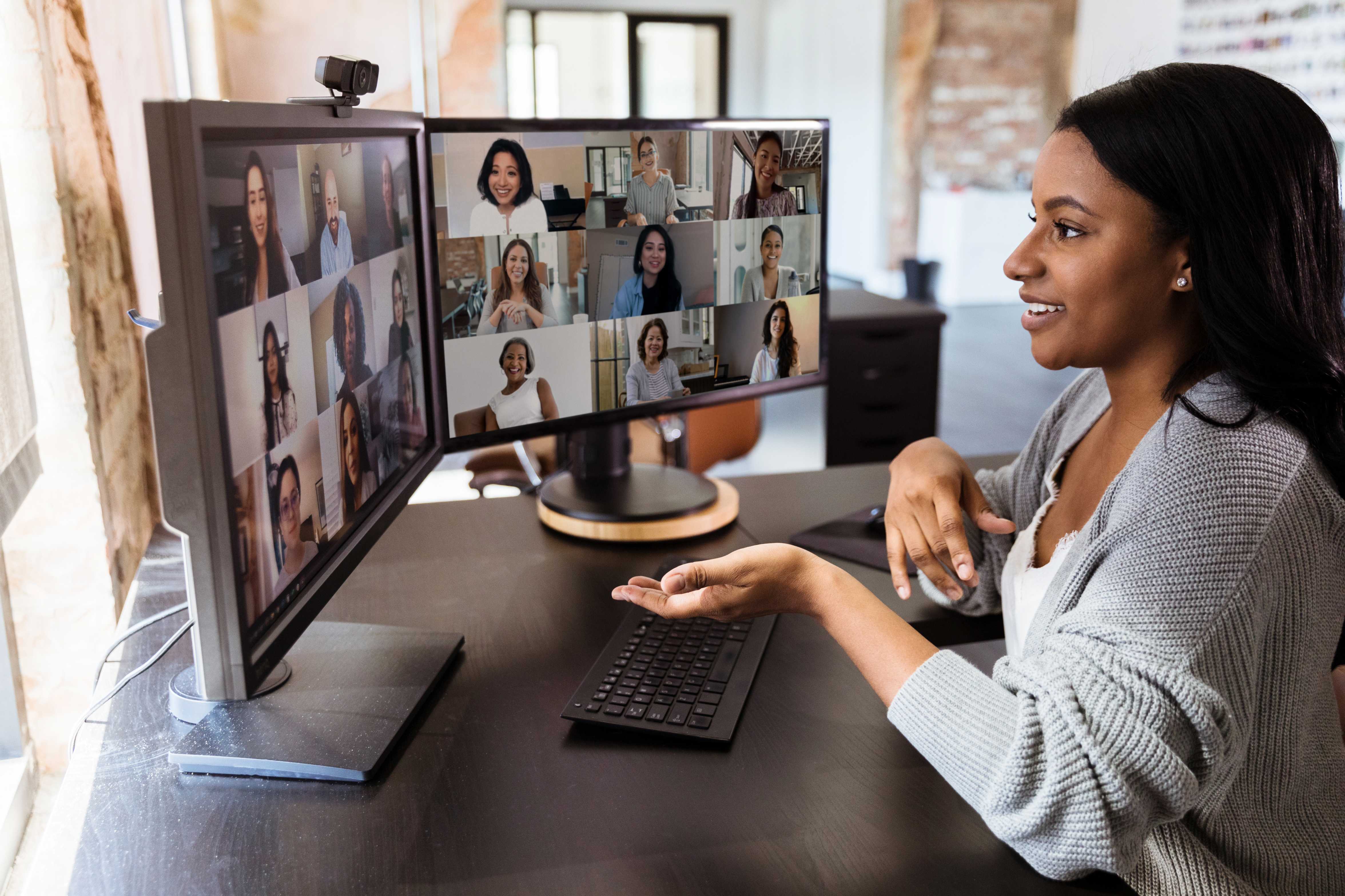 Woman having a remote work conference